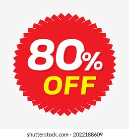 Etiqueta de descuento de oferta especial con 80% de descuento. 80 por ciento de etiqueta de descuento, etiqueta, símbolo, signo, etiqueta para campaña publicitaria. Elemento de diseño para publicidad promocional.