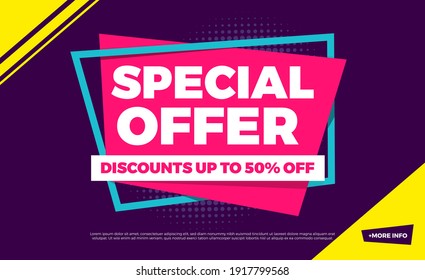 Special Offer Discounts Up To 50% Off Shopping Background Label