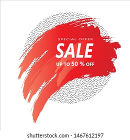 Special offer dynamic modern banner for sale background. Up to 50% off SALE. 