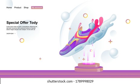 Oferta especial Banner eCommerce zapato de zapatillas de zapatillas de zapatillas de zapatillas abstractas 