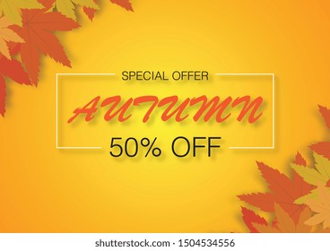 Special offer fall autumn concept. Illustration and EPS10 Vector. Use for banner, website, template, flyer and other design