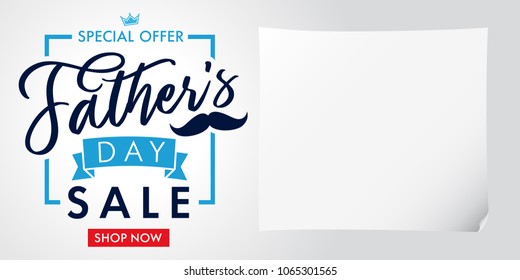 Special offer, Father`s Day sale light banner. Father Day special offer SALE promotion vector calligraphy background
