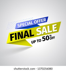 Special offer final sale banner with shadow. Vector illustration.