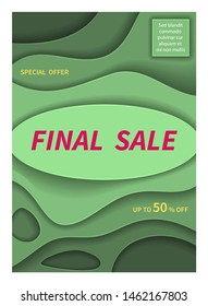 Special offer final sale banner with shadows on abstract green background up to 50% discount dynamic business advertising design promotion template set marketing commerce set vector illustration