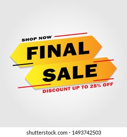 Special offer final sale banner template design. 25% off. Vector illustration