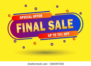 Special offer final sale banner design, up to 70% off. Vector illustration