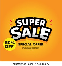 Special offer final sale banner with shadow on orange background. Vector illustration.