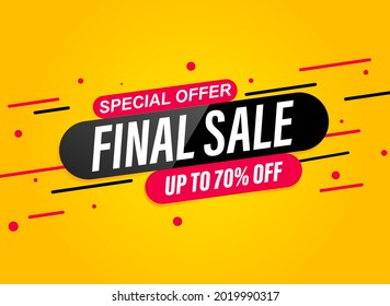 Special offer final sale banner, up to 70% off. Vector illustration.
