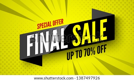 Special offer final sale banner, up to 70% off. Vector illustration.