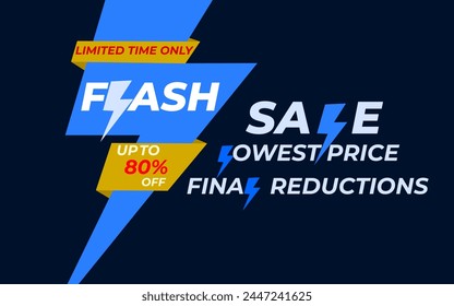 Special Offer flash sale, up to 80% off, Vector illustration. Get discount 80%. Flash Sale Banner. 80% off go now limited time offer.