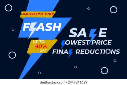 Special Offer flash sale, up to 90% off, Vector illustration. Get discount 90%. Flash Sale Banner. 90% off go now limited time offer.