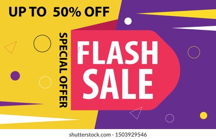 Special offer flash sale banner, up to 50% off.