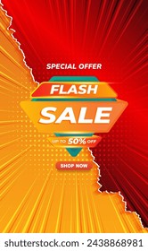 banner de plantilla de descuento de venta flash con espacio en blanco para venta de productos con diseño de fondo rojo y naranja degradado abstracto2