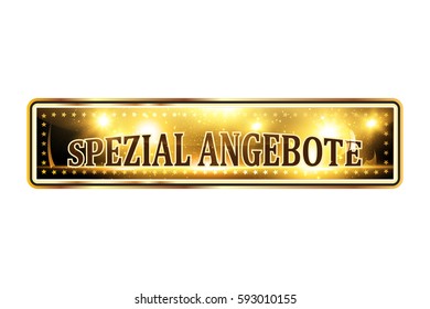 Special offer (German language: Spezial Angebote) - shiny luxurious icon / button for retail industry