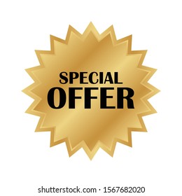 Special offer gold badge, Discount advertisement banner.