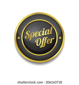 Special Offer Golden Black Vector Icon Button