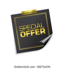 Special Offer Golden Sticky Notes Vector Icon Design