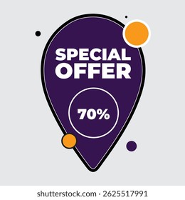 Special offer graphic presenting a seventy percent discount sale advertisement for promotions
