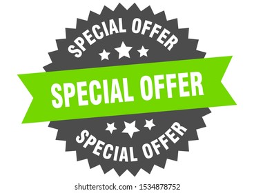 special offer green sticker. special offer green-black circular band label sign