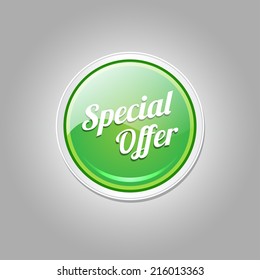 Special Offer Green Vector Icon Button