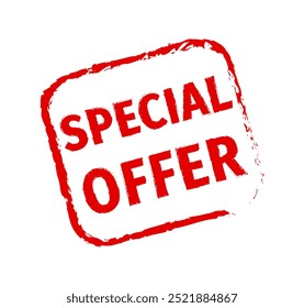 special offer grunge icon stamp, red special offer rubber badge print stamp
