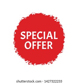Special Offer grunge red. Vector badge template. Exclusive offer