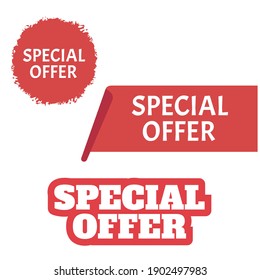 Oferta especial color rojo grueso. Plantilla de placa de vector. Oferta exclusiva