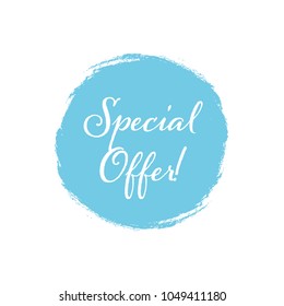 Special Offer grunge style blue colored on white background - stock vector
