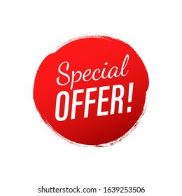 Special Offer grunge style red colored. Discount label. Vector stock illustration.