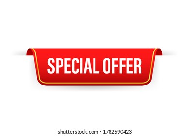 Special Offer grunge style red colored. Red ribbon. Discount label. Vector stock illustration.