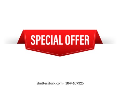 Special Offer grunge style red colored. Red ribbon. Discount label. Vector stock illustration.	
