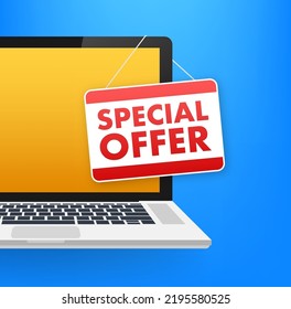 Special Offer grunge style red colored. Discount label. Vector stock illustration.