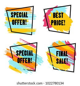 Special Offer grunge style vector banners. Modern art graphics for design.