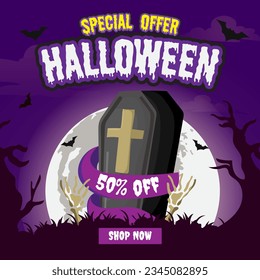 Special offer halloween sale poster banner template