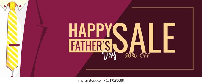 Special offer for Happy Father's Day with jacket, shirt and tie. Vector illustration for card, sale, special offer, commercial, poster, banner.