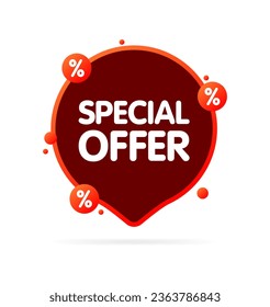 Special offer icon. Flat, red, special offer, discount sign, special offer icon. Vector icon