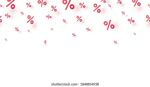 Special offer icons isolated on white background. Promo border with percent off signs. Vector seamless sale discount pattern for weekend promotion, best price or Black Friday design