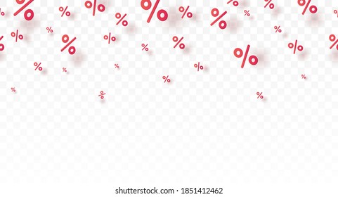 Special offer icons isolated on transparent background. Promo banner with percent off signs. Vector seamless sale discount border for promotion, best price or Black Friday design