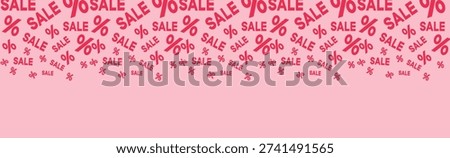 Special offer icons isolated on pink background. Promo banner with percent off signs. Vector seamless sale discount border for promotion, best price or Black Friday design