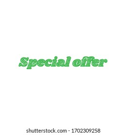 Special offer inscription. Green scribble Icon with solid contour on white background. Illustration.