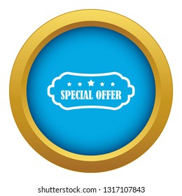 Special offer label icon blue vector isolated on white background for any design