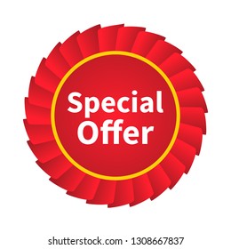 Special offer label isolated on white background. Trendy special offer label for web site, ui, button, banner, emblem, sticker, design template and icon. Business concept, vector illustration