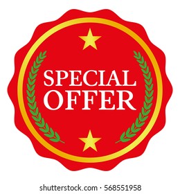 special offer label on white background, vector illustration
