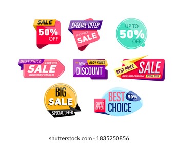 Special offer label set. Isolated best price choice sale badge icons. Business promotion badge design vector illustration