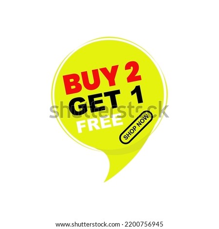 Special offer label tag design buy 2 get 1 free with yellow red black color, eye-catching shape