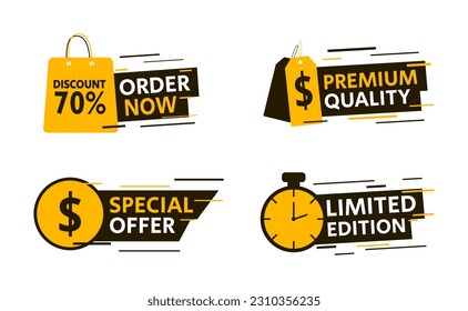 special offer label tags, label tags with icon e-commerce isolate on white background