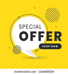 Special offer label. Trendy flat vector bubble. Social media web banner for shopping, sale, product promotion. Vector backgrounds. Applicable for covers, placards, posters, flyers and banner designs.