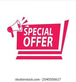 Special Offer Label Vector with Megaphone Icon for Attention-Grabbing Designs.