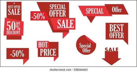 Special offer labels, red label.