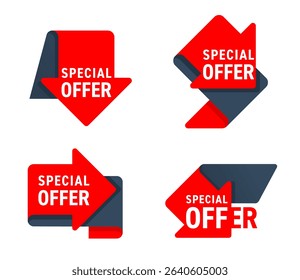 Special Offer labels set. Discount badge. Big sale special offer, for web or store, in two colors and different style